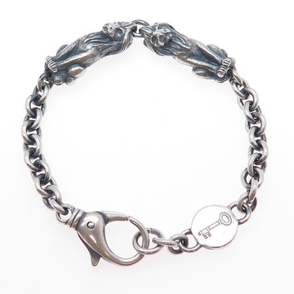 Theo Fennell Sterling Silver Vintage London Leo Zodiac Oxidized Bracelet 6.25"