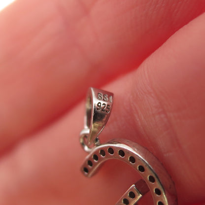 925 Sterling Silver Round-Cut C Z Letter G Initial Mini Charm Pendant