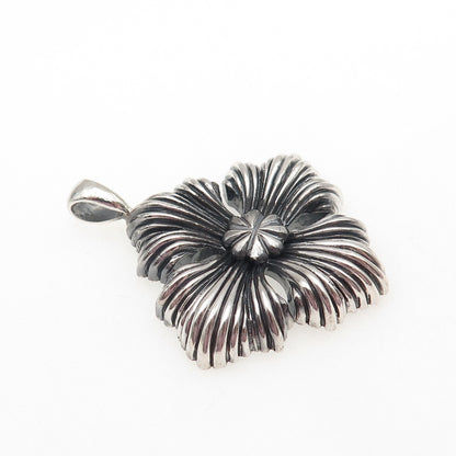 925 Sterling Silver Vintage Floral Cross Oxidized Charm Pendant