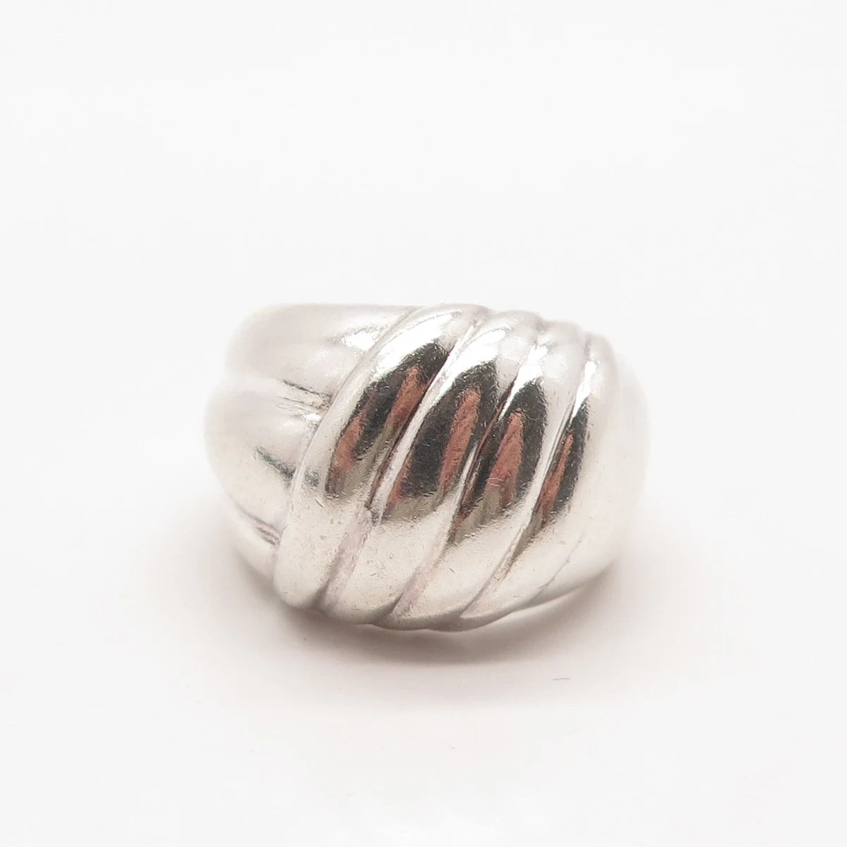925 Sterling Silver Vintage Ribbed Wide Wrapped Ring Size 7.25