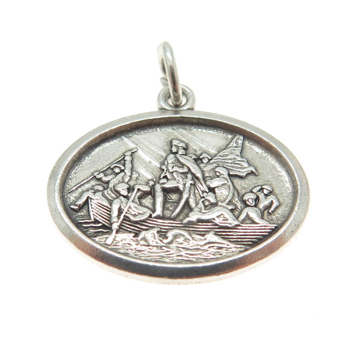 925 Sterling Silver Antique Washington Crossing the Delaware Pendant