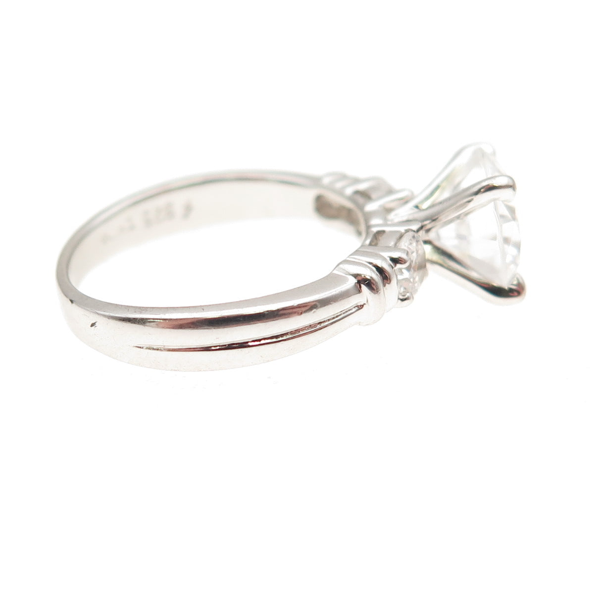925 Sterling Silver Round-Cut C Z Engagement Ring Size 5.25