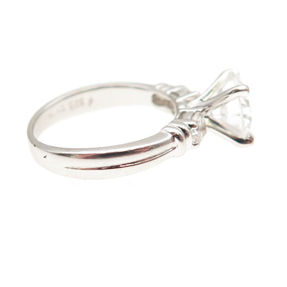 925 Sterling Silver Round-Cut C Z Engagement Ring Size 5.25