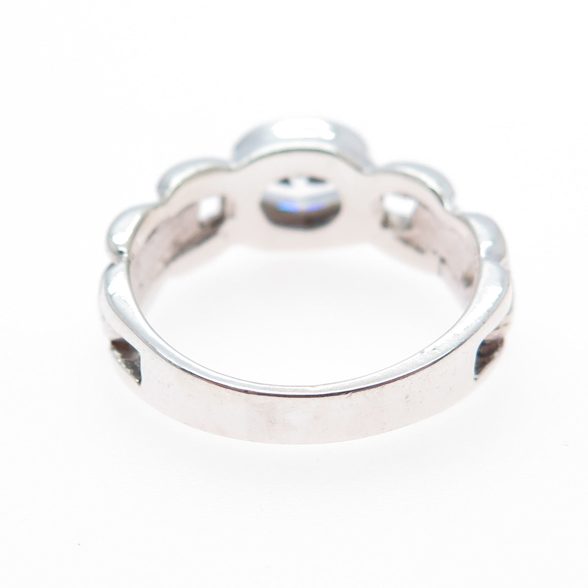 JACKSON HOLE 925 Sterling Silver Oval-Cut C Z Panther Link Ring Size 8