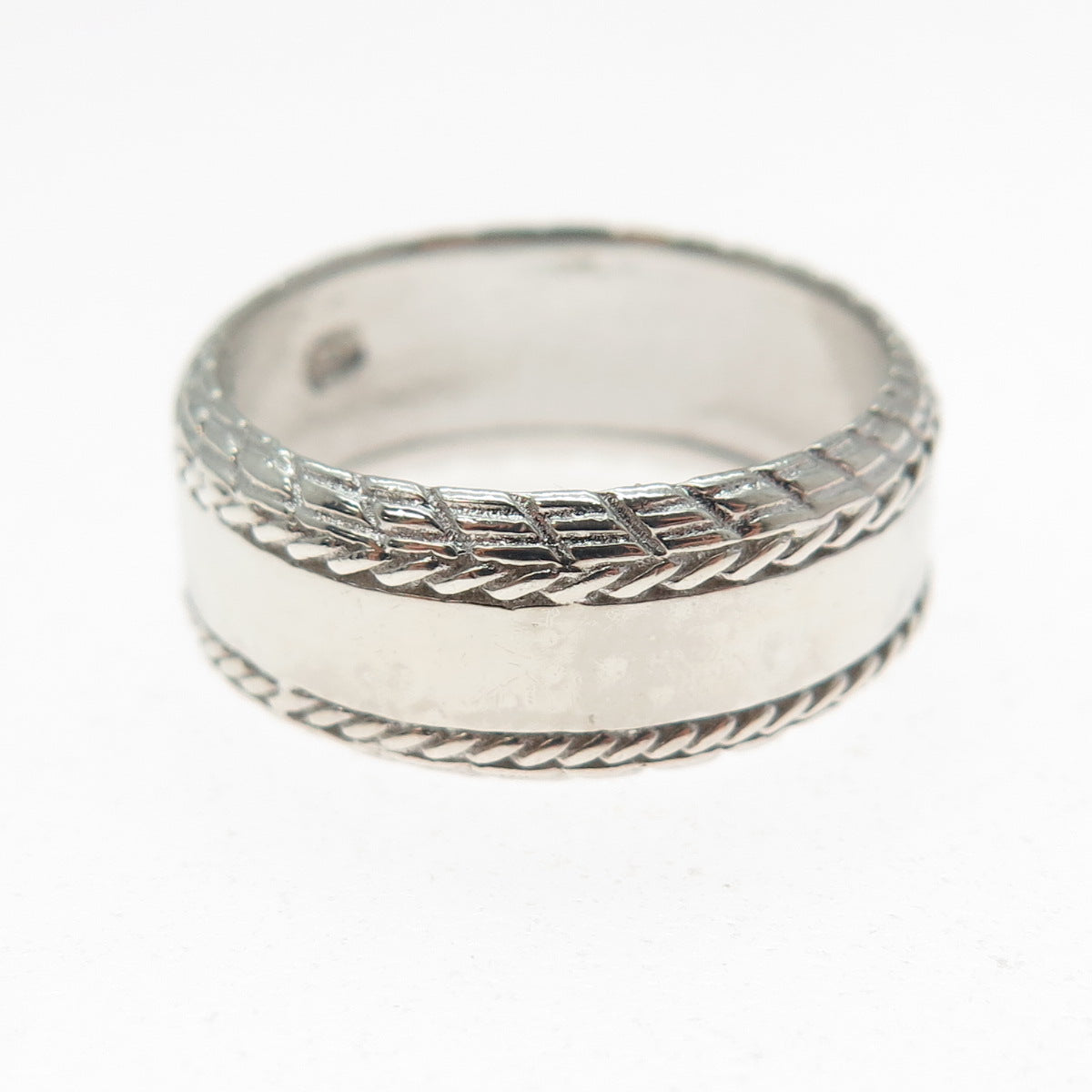 925 Sterling Silver Vintage Roped Band Ring Size 8.25