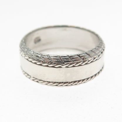 925 Sterling Silver Vintage Roped Band Ring Size 8.25