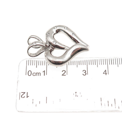925 Sterling Silver Round-Cut C Z Heart Charm Pendant