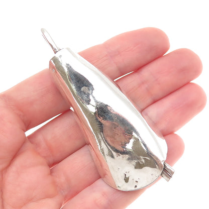 Design Wise 925 Sterling Silver Vintage Real Jade Modernist Oxidized Pendant