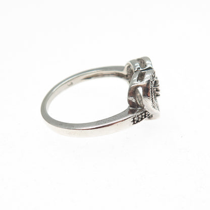 CHARLES WINSTON 925 Sterling Silver Real Round-Cut Diamond Heart Ring Size 7.25