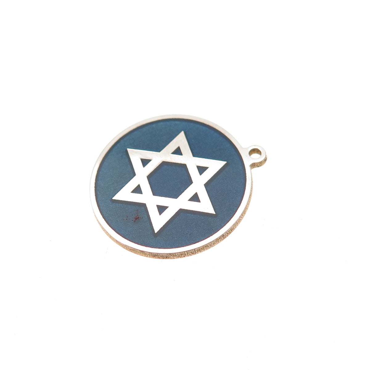 925 Sterling Silver Gold Plated Blue Enamel Star of David Charm Pendant