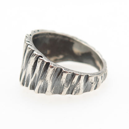 Erik Maes 925 Sterling Silver Vintage Cherrywood Wedge Oxidized Ring Size 8.5