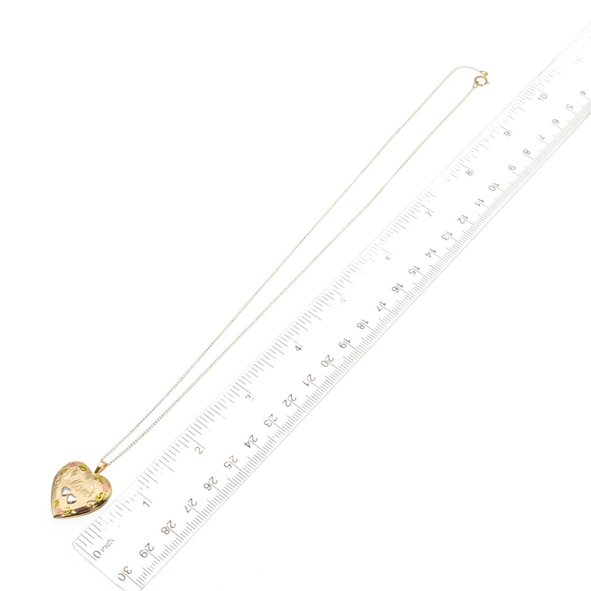 Tru-Kay Sterling Silver Gold Plated Enamel Mom Heart Locket Chain Necklace 18"