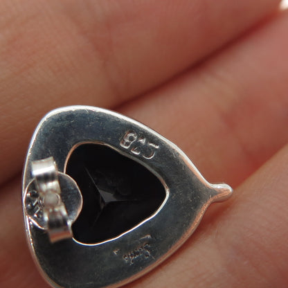 SARDA 925 Sterling Silver Vintage Real London Blue Topaz Triangle Stud Earrings