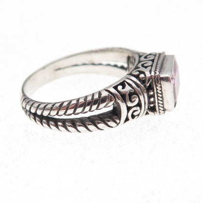 Annika Witt 925 Sterling Silver Vintage Lavender C Z Oxidized Ring Size 8.25