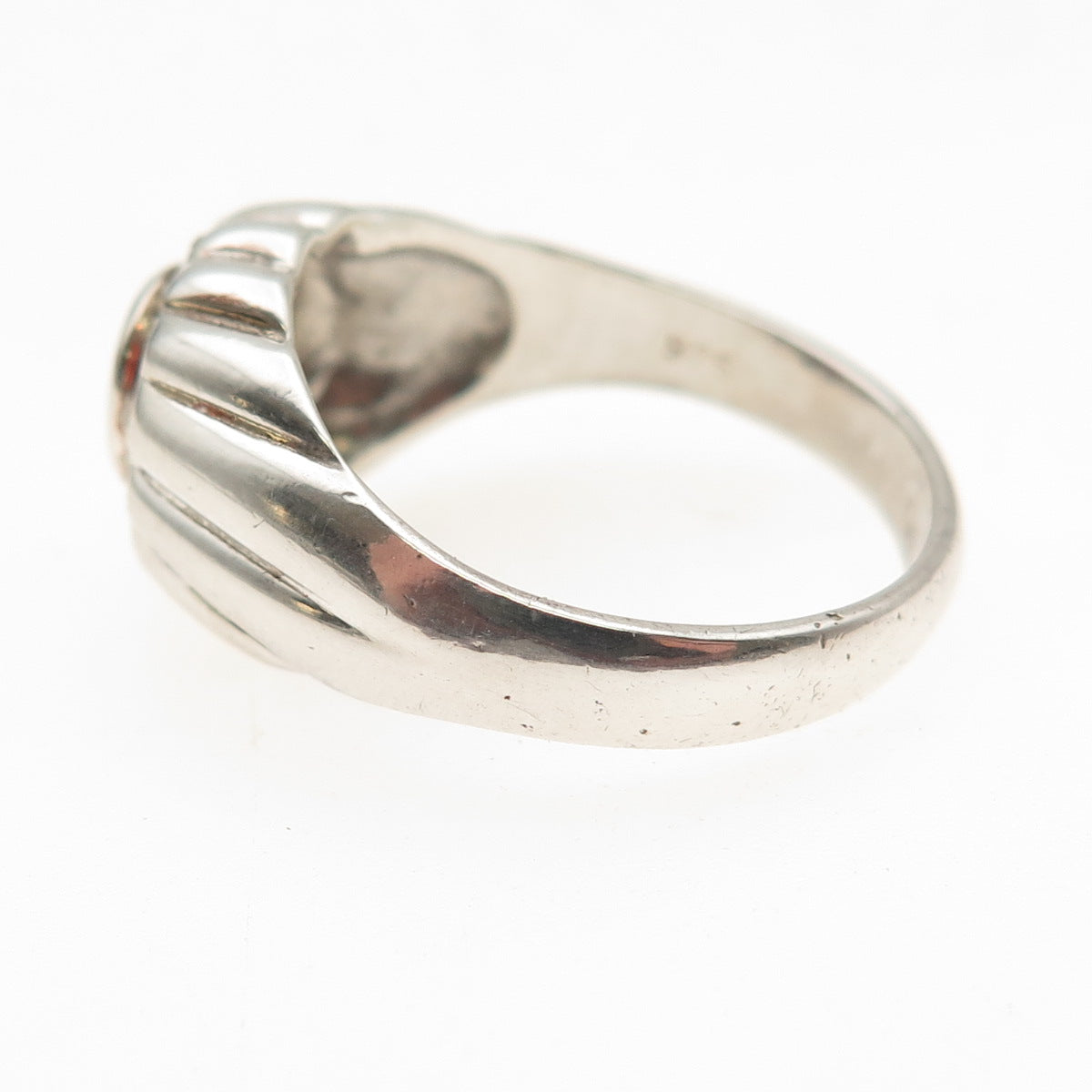 925 Sterling Silver Vintage Lab-Created Ruby & C Z Oxidized Ring Size 10