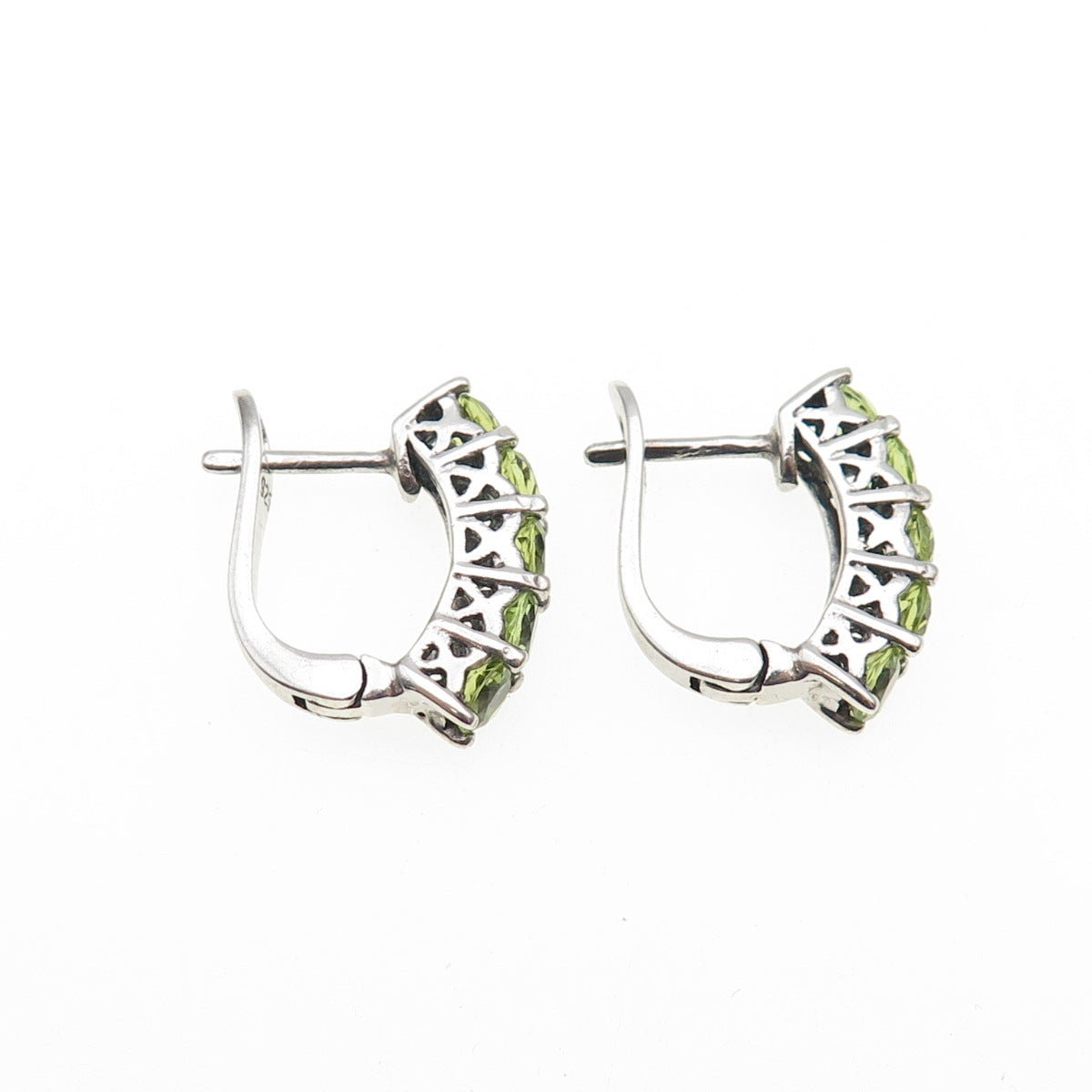 925 Sterling Silver Real Round-Cut Peridot Earrings