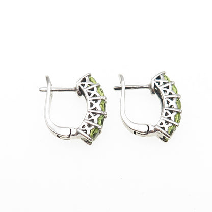 925 Sterling Silver Real Round-Cut Peridot Earrings
