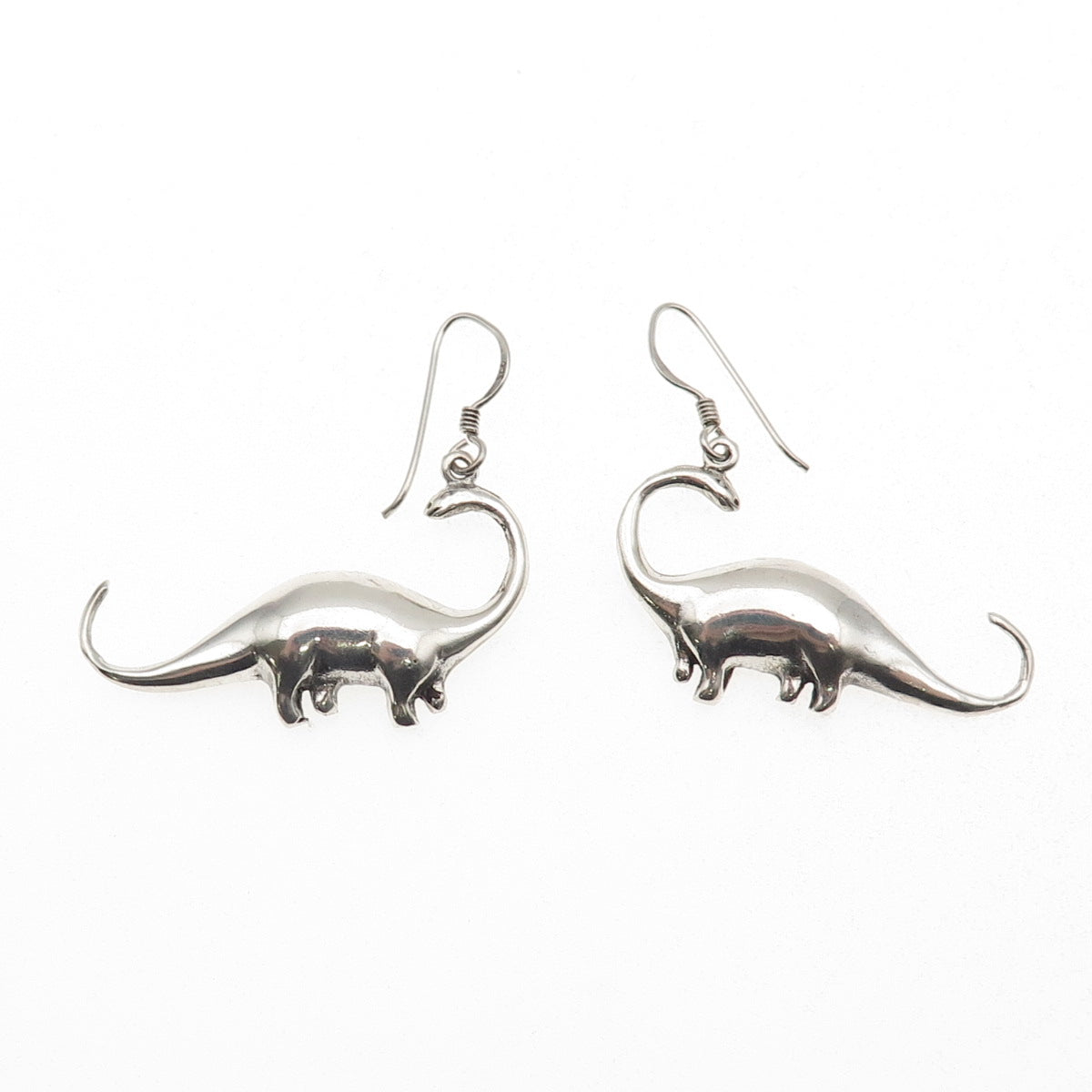 925 Sterling Silver Vintage Dinosaur Oxidized Dangle Earrings
