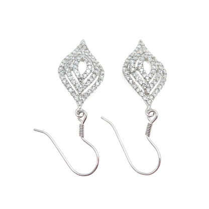 925 Sterling Silver Round-Cut C Z Dangle Earrings