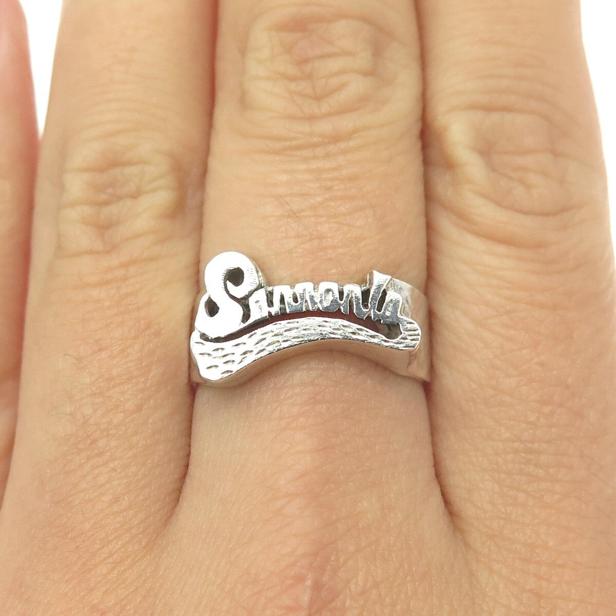 925 Sterling Silver Vintage "Samanta" Name Ring Size 8.25