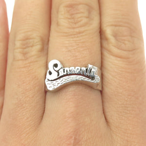 925 Sterling Silver Vintage "Samanta" Name Ring Size 8.25