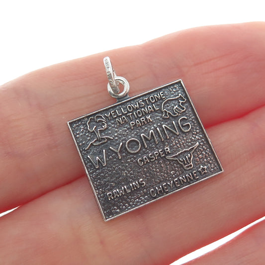 FRENCH & FRANKLIN Sterling Silver Vintage Wyoming Oxidized Minimalist Pendant
