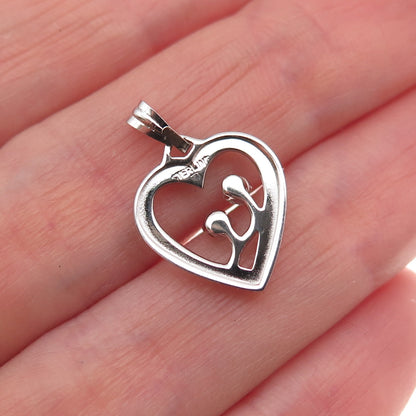 925 Sterling Silver Vintage Rhinestone Heart Mini Charm Pendant