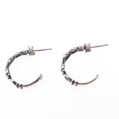 925 Sterling Silver Vintage Infinity Oxidized Hoop Earrings