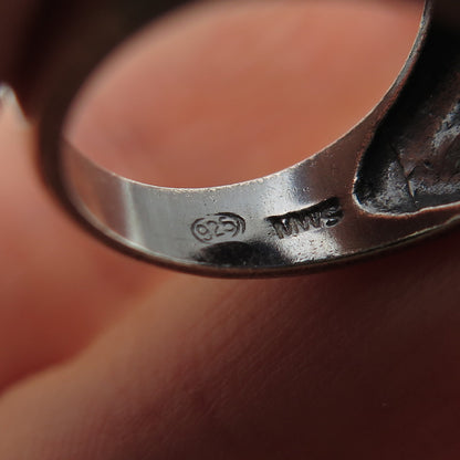 MWS Mark Washerman Samara Sterling Silver Vintage Modernist Oxidized Ring Size 6