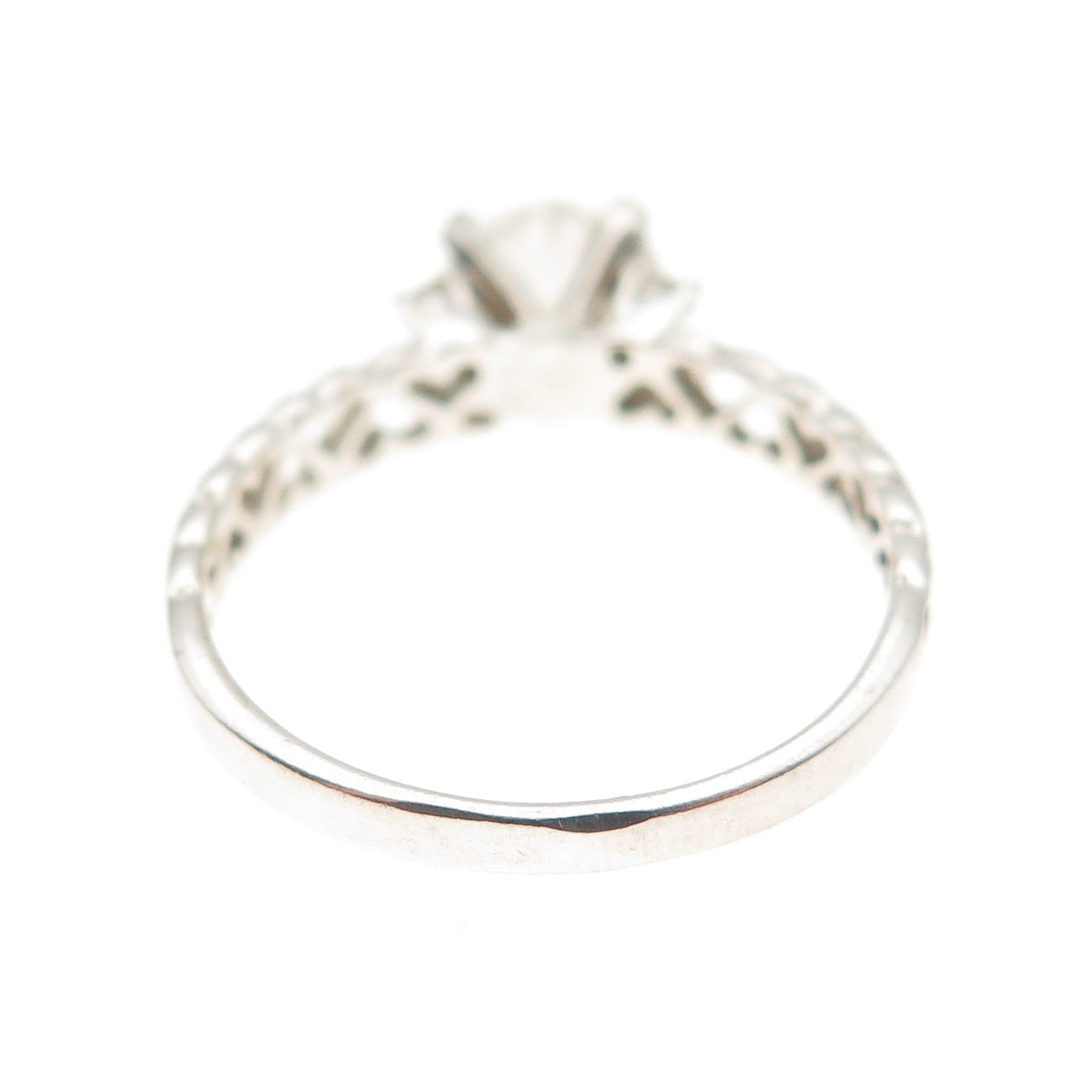 925 Sterling Silver Vintage Round-Cut C Z Heart Engagement Ring Size 7