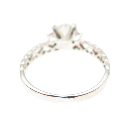 925 Sterling Silver Vintage Round-Cut C Z Heart Engagement Ring Size 7