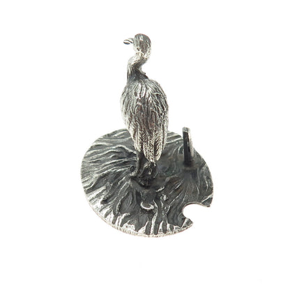 FRANCESCO CAPUTO 800 Silver Antique Italy Stork Bird Oxidized Miniature Figurine