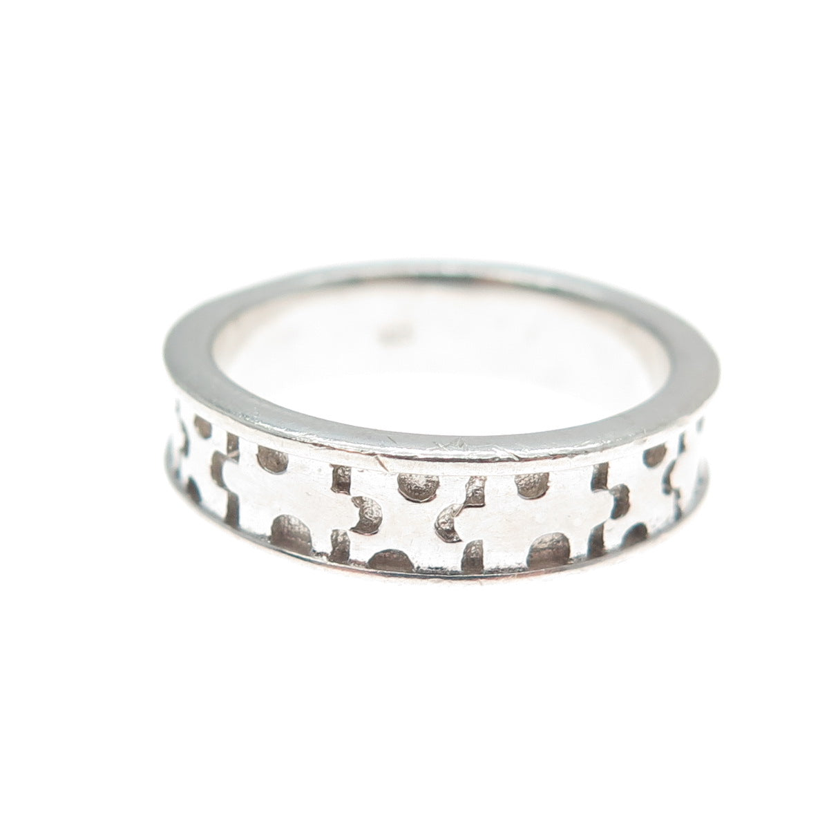 925 Sterling Silver Vintage Puzzle Band Ring Size 6.5