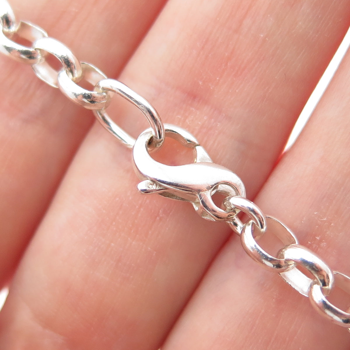 925 Sterling Silver Vintage Oval Cable Link Bracelet 7.25"