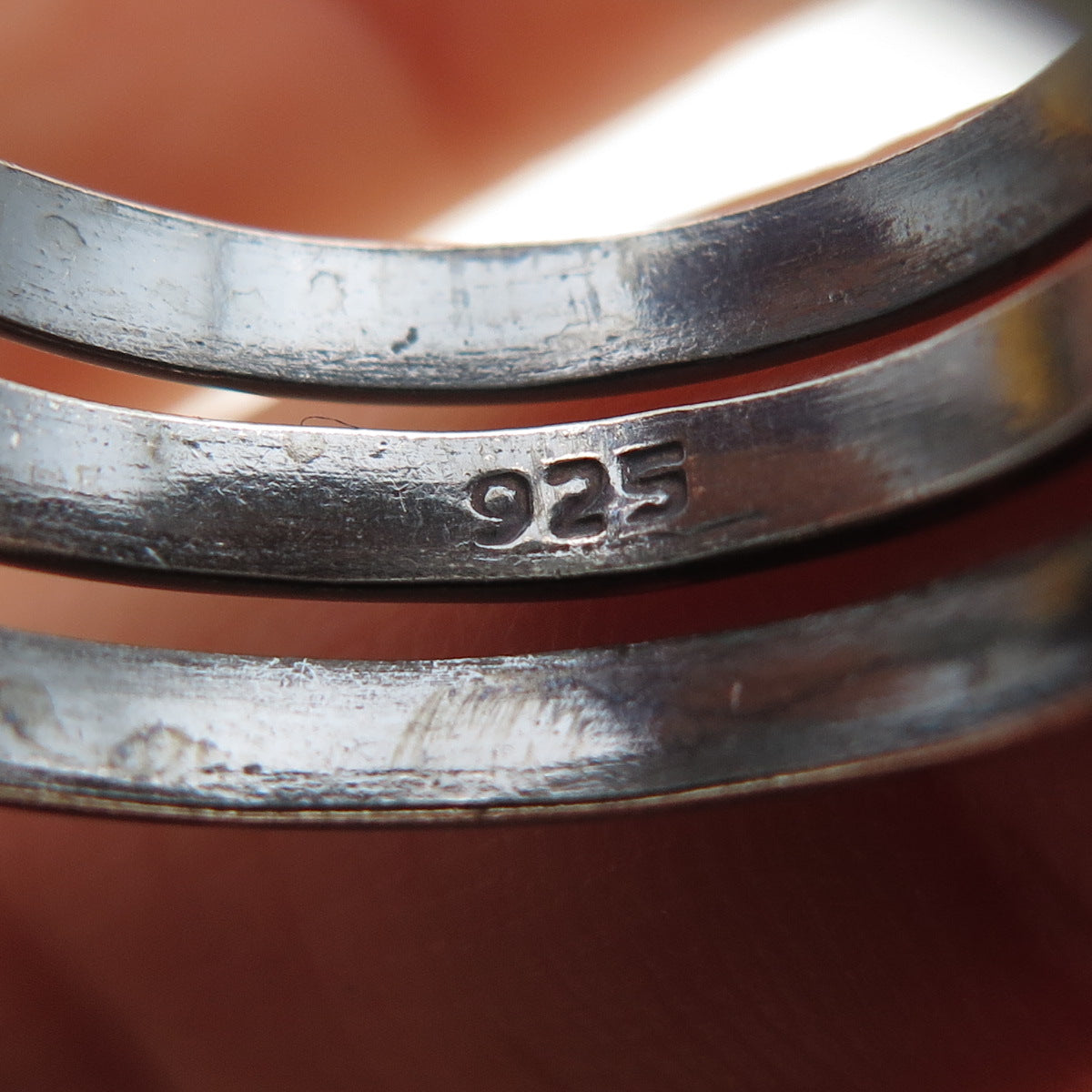 925 Sterling Silver Vintage Modernist Multi-Row Oxidized Ring Size 9.25