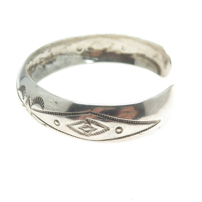 TRACY 925 Sterling Silver Vintage Southwestern Engraved Cuff Bracelet 6.5"