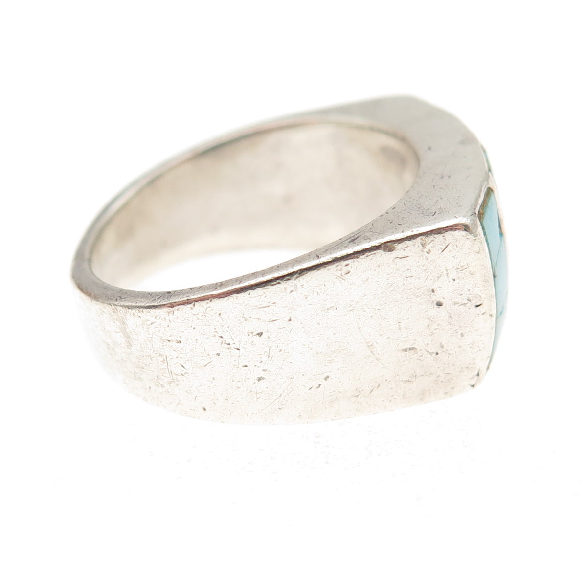 Old Pawn Sterling Silver Vintage Southwestern Turquoise Tribal Ring Size 7.25