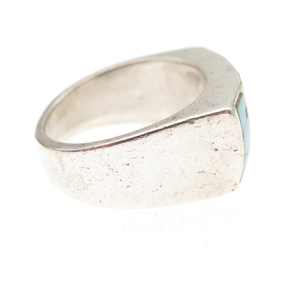 Old Pawn Sterling Silver Vintage Southwestern Turquoise Tribal Ring Size 7.25