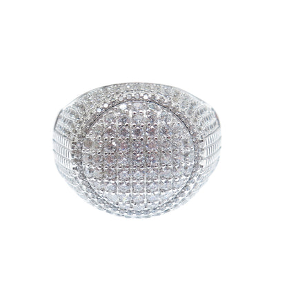 925 Sterling Silver Round-Cut Shaped C Z Sparkle Domed Ring Size 12.5
