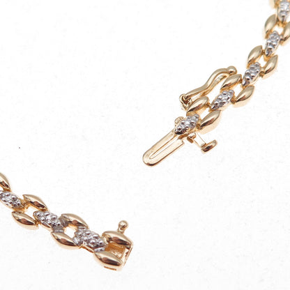 Heng Ngai 925 Sterling Silver 2-Tone Real Diamond Bracelet 7.25"