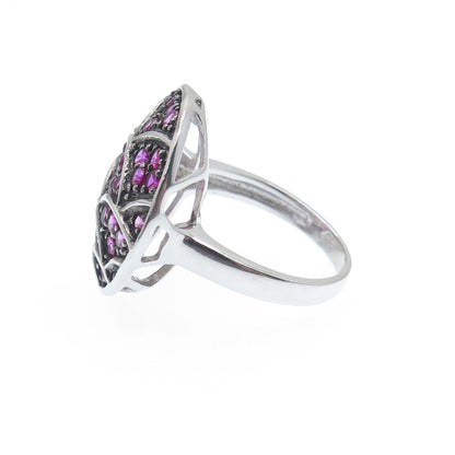 925 Sterling Silver Lab-Created Pink Sapphire Ring Size 7