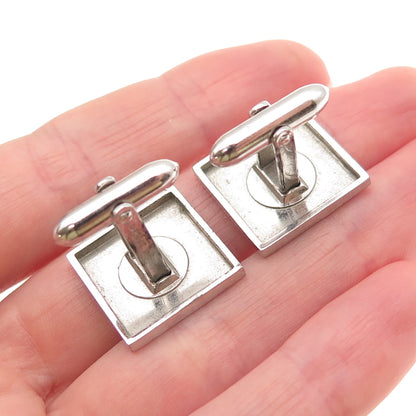 LAMODE 925 Sterling Silver Vintage Diamond-Cut North Star Cufflinks
