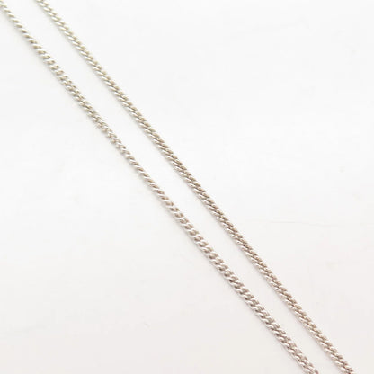 925 Sterling Silver Vintage Blue Topaz Gem Floral Cable Chain Necklace 18"