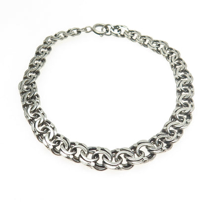 925 Sterling Silver Vintage Double Rolo Link Bracelet 7.25"