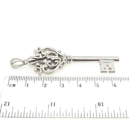 925 Sterling Silver Vintage Key Ornate Pendant