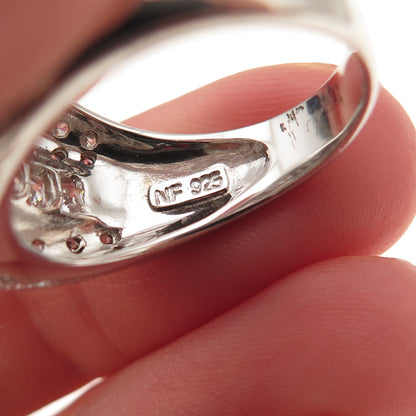 Chapal Zenray 925 Sterling Silver Princess & Round-Cut C Z Ring Size 8