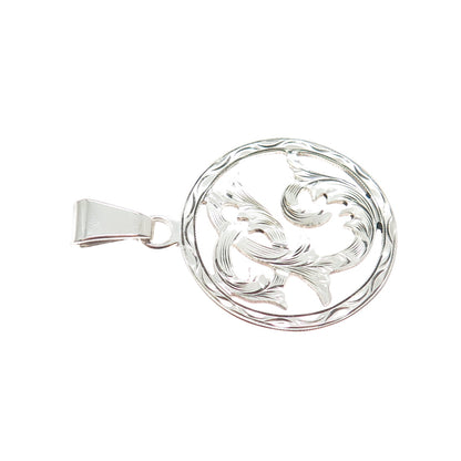 925 Sterling Silver Vintage Mexico Letter C Initial Floral Charm Pendant