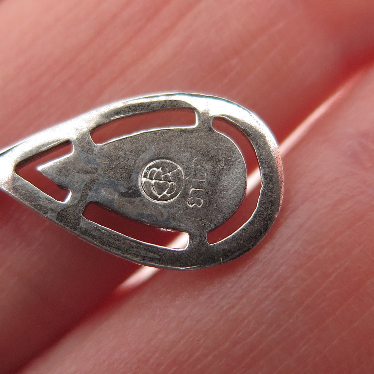 925 Sterling Silver Vintage Real Diamond Teardrop Mini Charm Pendant