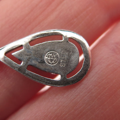 925 Sterling Silver Vintage Real Diamond Teardrop Mini Charm Pendant