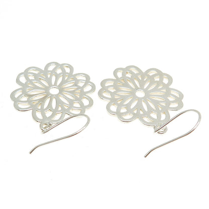 925 Sterling Silver Floral Dangling Earrings